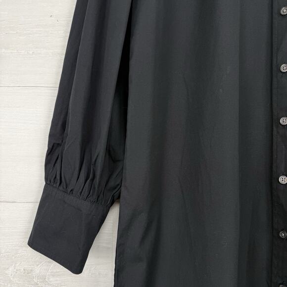 J.Crew Puff Sleeve Cotton Poplin Shirt Dress Size M Tall Black Preppy Minimalist - Picture 4 of 16